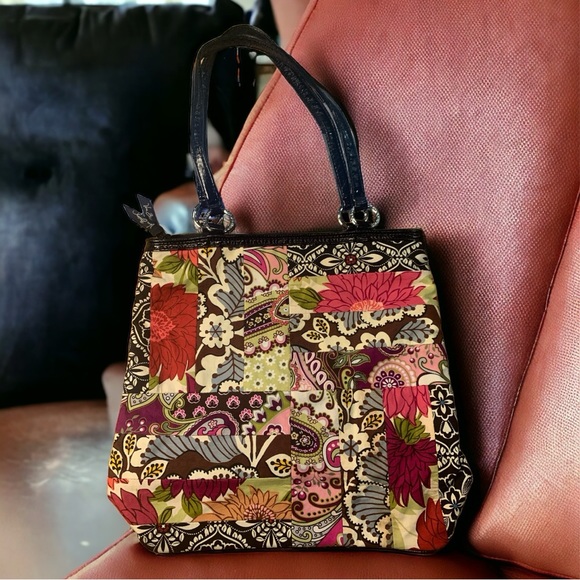 Vera Bradley Handbags - Like New Vera Bradley Cloth Shoulder Bag with Leather Straps